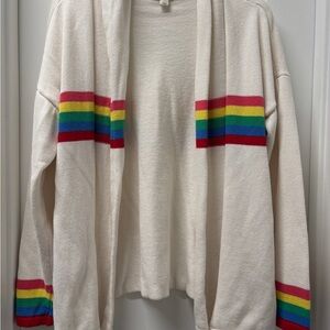 Style & Co. Cardigan with Rainbow Stripes- Size L